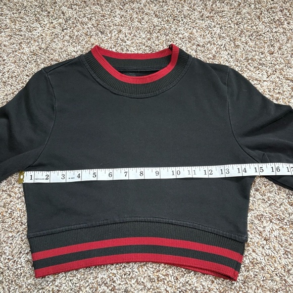 LF Los Angeles Long Sleeve Cotton Fitted Cropped Top Black and Red Size XS - Picture 6 of 8